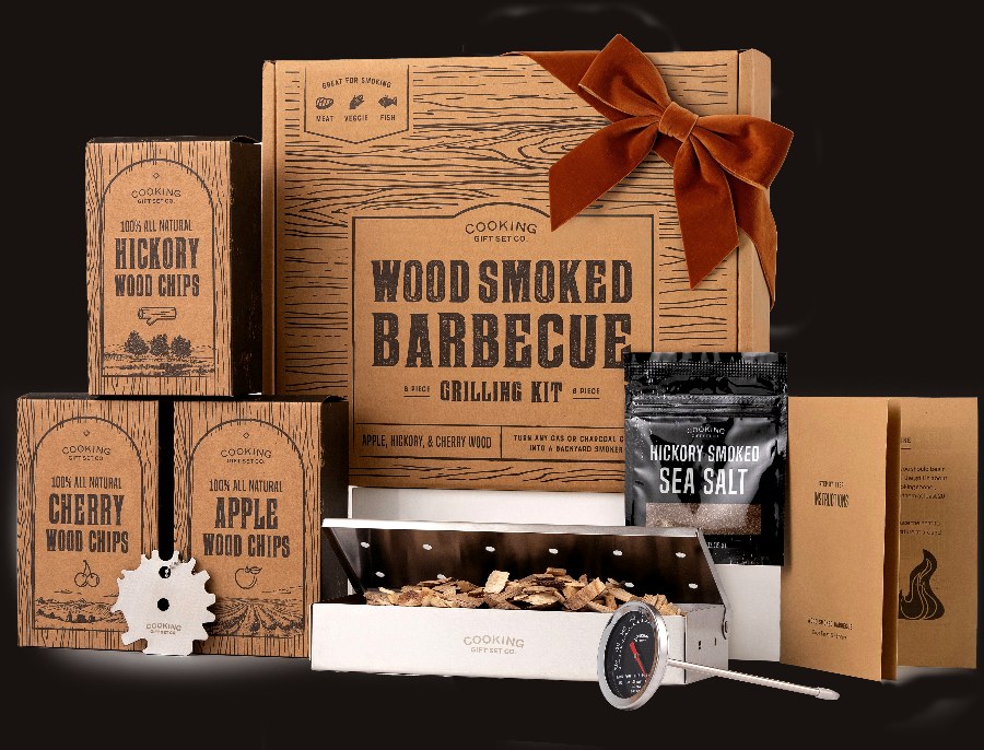 Wood Smoked BBQ Kit — complete box with gift bow